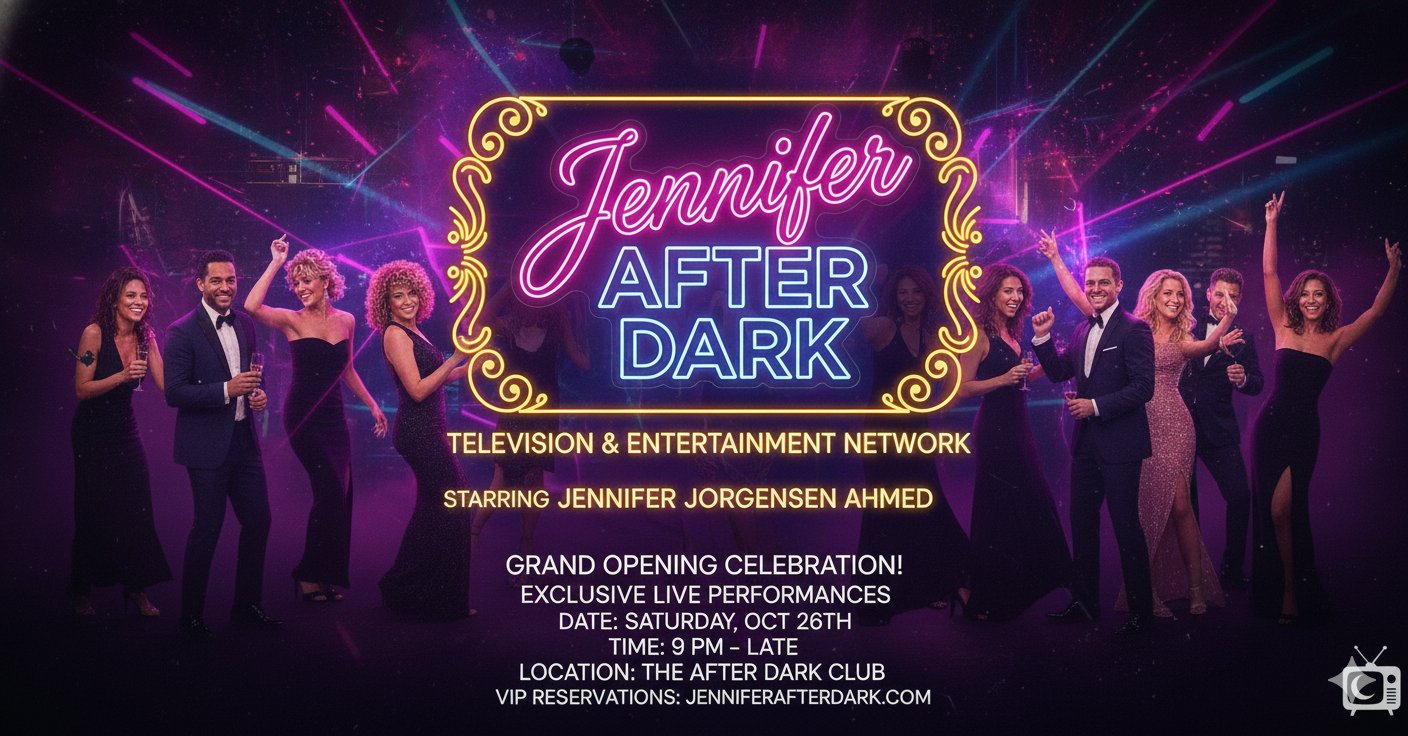Jennifer After Dark Grand Opening Celebration flyer with live performances and event details