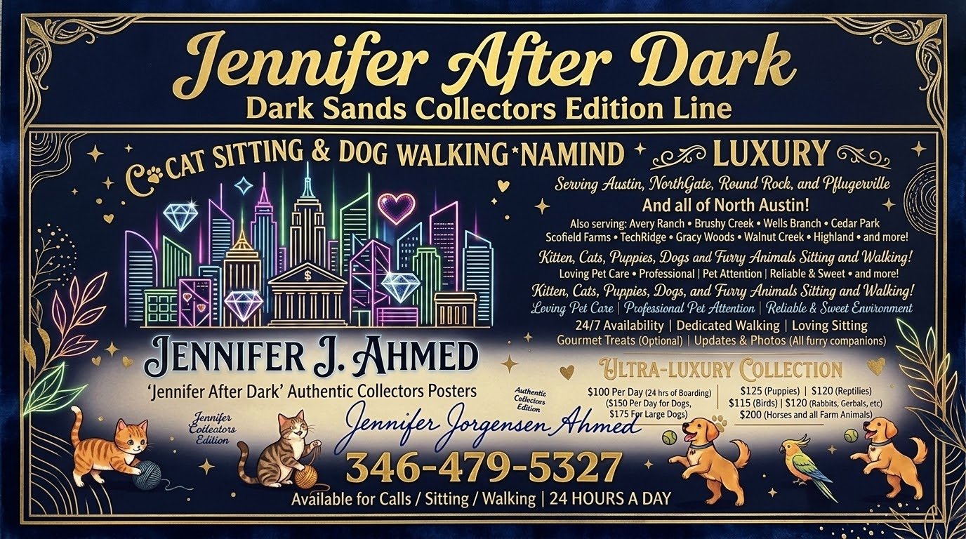 Jennifer After Dark Dark Sands Collectors Edition Line cat sitting and dog walking luxury flyer — Jennifer J. Ahmed