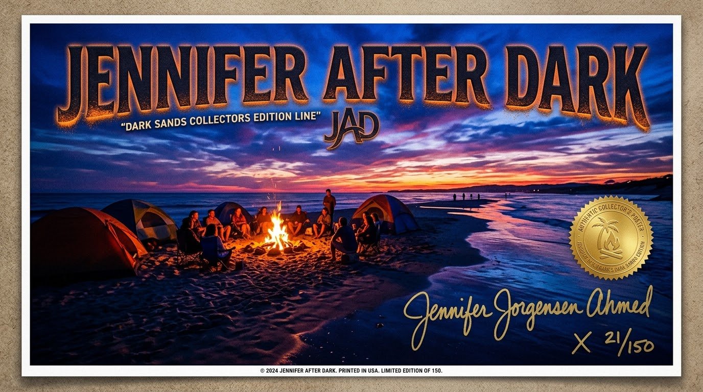 Dark Sands Collectors Edition Line beach bonfire poster — limited edition of 150