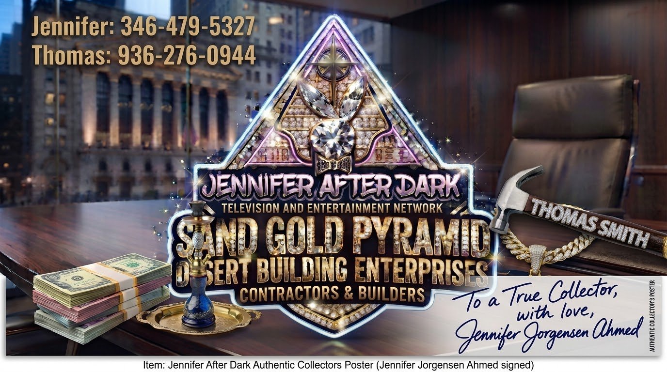 Sand Gold Pyramid Desert Building Enterprises collectors poster — Jennifer After Dark Television and Entertainment Network, To a True Collector